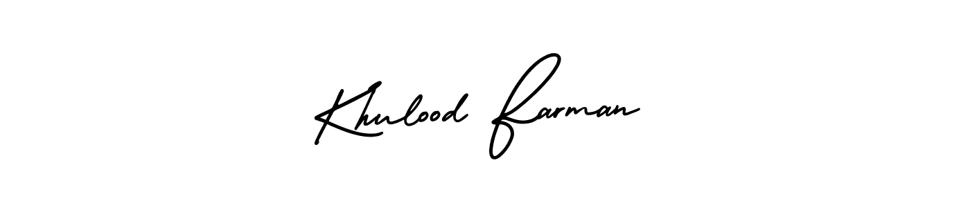 Make a short Khulood Farman signature style. Manage your documents anywhere anytime using AmerikaSignatureDemo-Regular. Create and add eSignatures, submit forms, share and send files easily. Khulood Farman signature style 3 images and pictures png
