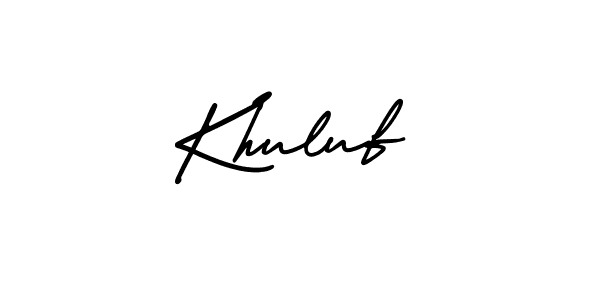 How to make Khuluf name signature. Use AmerikaSignatureDemo-Regular style for creating short signs online. This is the latest handwritten sign. Khuluf signature style 3 images and pictures png