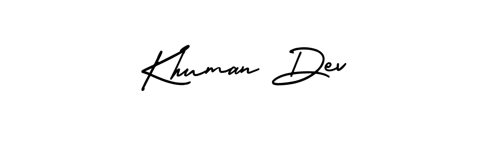 Make a short Khuman Dev signature style. Manage your documents anywhere anytime using AmerikaSignatureDemo-Regular. Create and add eSignatures, submit forms, share and send files easily. Khuman Dev signature style 3 images and pictures png
