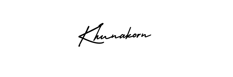 Use a signature maker to create a handwritten signature online. With this signature software, you can design (AmerikaSignatureDemo-Regular) your own signature for name Khunakorn. Khunakorn signature style 3 images and pictures png