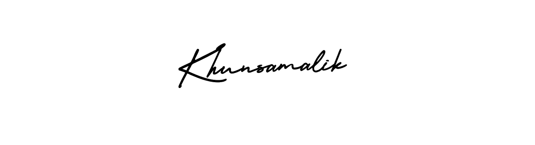 The best way (AmerikaSignatureDemo-Regular) to make a short signature is to pick only two or three words in your name. The name Khunsamalik include a total of six letters. For converting this name. Khunsamalik signature style 3 images and pictures png