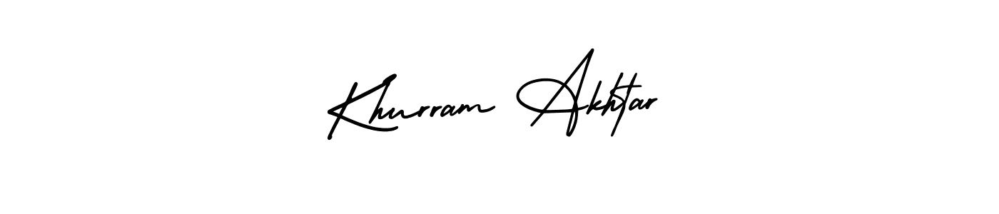 The best way (AmerikaSignatureDemo-Regular) to make a short signature is to pick only two or three words in your name. The name Khurram Akhtar include a total of six letters. For converting this name. Khurram Akhtar signature style 3 images and pictures png