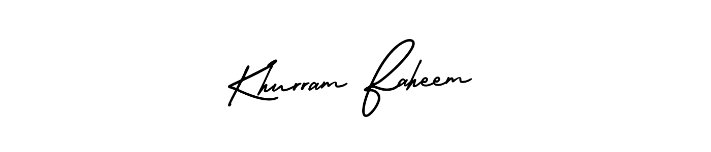 How to Draw Khurram Faheem signature style? AmerikaSignatureDemo-Regular is a latest design signature styles for name Khurram Faheem. Khurram Faheem signature style 3 images and pictures png