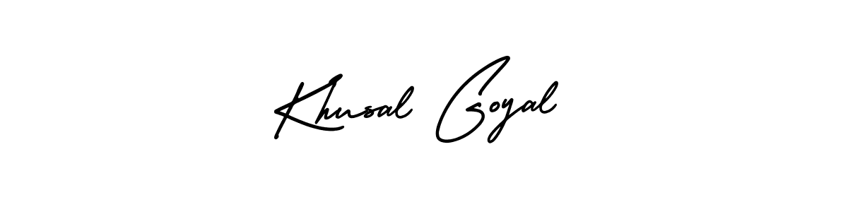 The best way (AmerikaSignatureDemo-Regular) to make a short signature is to pick only two or three words in your name. The name Khusal Goyal include a total of six letters. For converting this name. Khusal Goyal signature style 3 images and pictures png