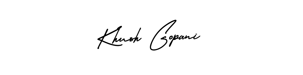 The best way (AmerikaSignatureDemo-Regular) to make a short signature is to pick only two or three words in your name. The name Khush Gopani include a total of six letters. For converting this name. Khush Gopani signature style 3 images and pictures png