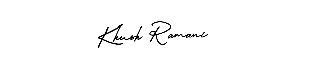 if you are searching for the best signature style for your name Khush Ramani. so please give up your signature search. here we have designed multiple signature styles  using AmerikaSignatureDemo-Regular. Khush Ramani signature style 3 images and pictures png