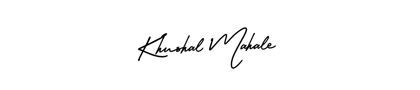 You should practise on your own different ways (AmerikaSignatureDemo-Regular) to write your name (Khushal Mahale) in signature. don't let someone else do it for you. Khushal Mahale signature style 3 images and pictures png