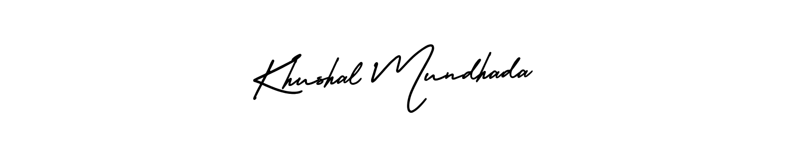 The best way (AmerikaSignatureDemo-Regular) to make a short signature is to pick only two or three words in your name. The name Khushal Mundhada include a total of six letters. For converting this name. Khushal Mundhada signature style 3 images and pictures png