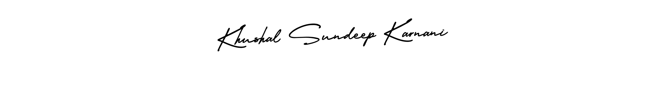 This is the best signature style for the Khushal Sundeep Karnani name. Also you like these signature font (AmerikaSignatureDemo-Regular). Mix name signature. Khushal Sundeep Karnani signature style 3 images and pictures png