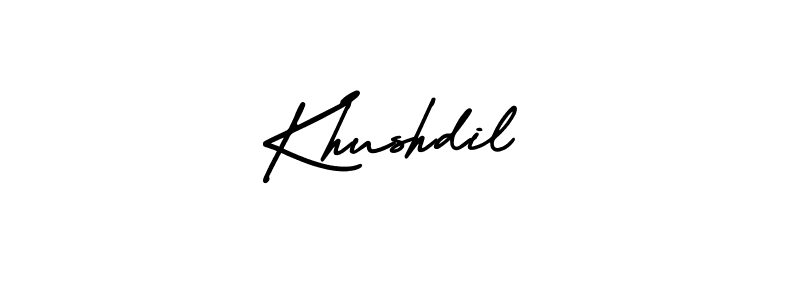Use a signature maker to create a handwritten signature online. With this signature software, you can design (AmerikaSignatureDemo-Regular) your own signature for name Khushdil. Khushdil signature style 3 images and pictures png