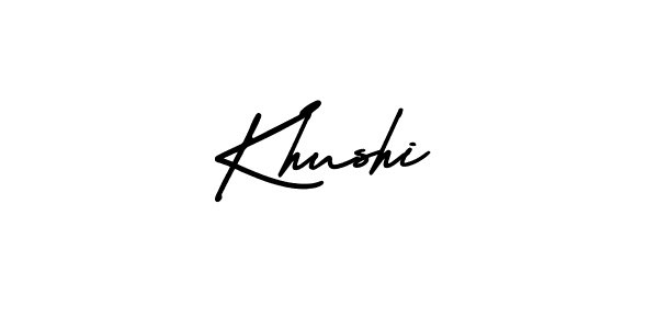 The best way (AmerikaSignatureDemo-Regular) to make a short signature is to pick only two or three words in your name. The name Khushi include a total of six letters. For converting this name. Khushi signature style 3 images and pictures png