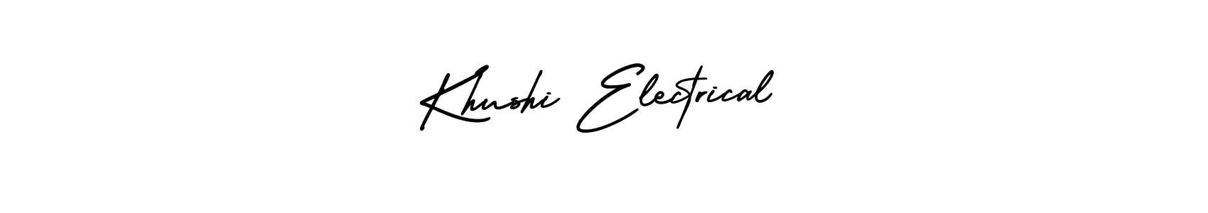 Similarly AmerikaSignatureDemo-Regular is the best handwritten signature design. Signature creator online .You can use it as an online autograph creator for name Khushi Electrical. Khushi Electrical signature style 3 images and pictures png