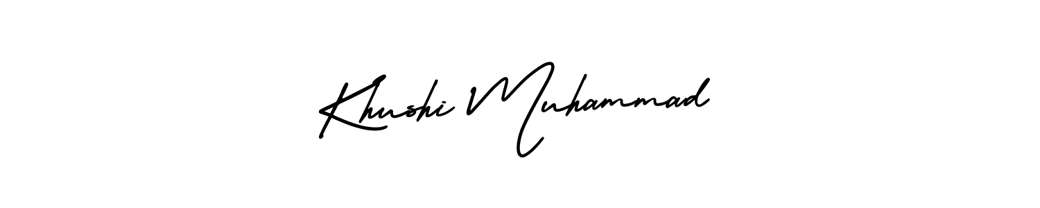 Also You can easily find your signature by using the search form. We will create Khushi Muhammad name handwritten signature images for you free of cost using AmerikaSignatureDemo-Regular sign style. Khushi Muhammad signature style 3 images and pictures png
