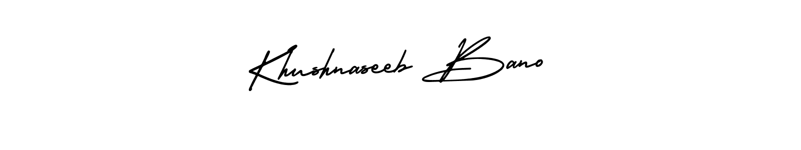 This is the best signature style for the Khushnaseeb Bano name. Also you like these signature font (AmerikaSignatureDemo-Regular). Mix name signature. Khushnaseeb Bano signature style 3 images and pictures png