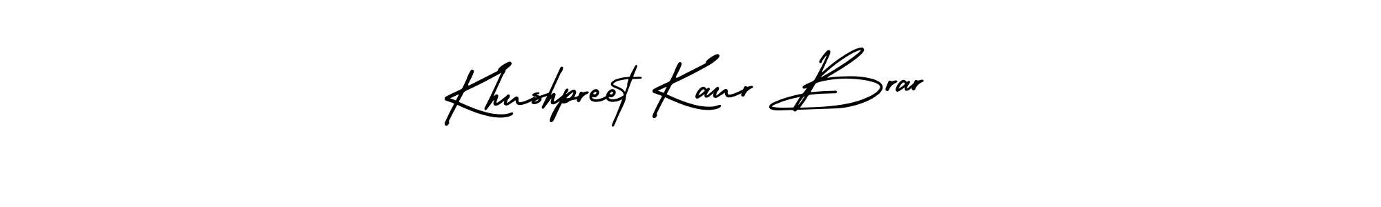 It looks lik you need a new signature style for name Khushpreet Kaur Brar. Design unique handwritten (AmerikaSignatureDemo-Regular) signature with our free signature maker in just a few clicks. Khushpreet Kaur Brar signature style 3 images and pictures png