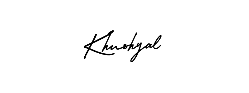This is the best signature style for the Khushyal name. Also you like these signature font (AmerikaSignatureDemo-Regular). Mix name signature. Khushyal signature style 3 images and pictures png
