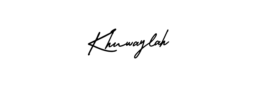 How to make Khuwaylah name signature. Use AmerikaSignatureDemo-Regular style for creating short signs online. This is the latest handwritten sign. Khuwaylah signature style 3 images and pictures png