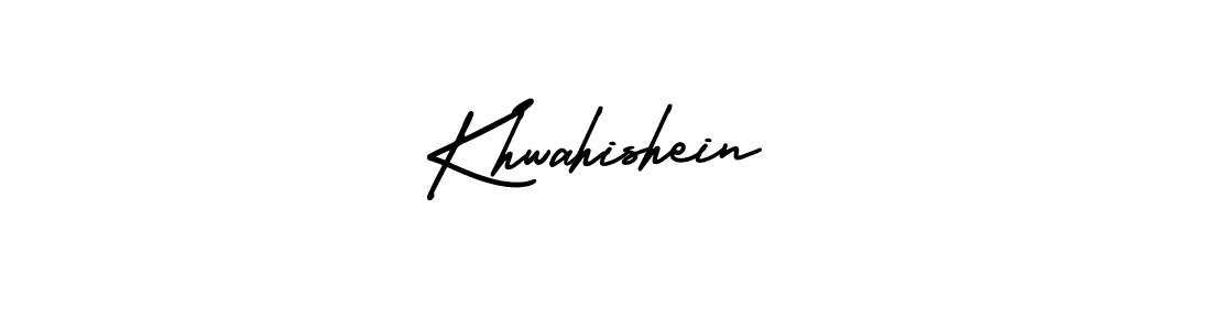 How to Draw Khwahishein signature style? AmerikaSignatureDemo-Regular is a latest design signature styles for name Khwahishein. Khwahishein signature style 3 images and pictures png