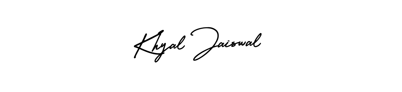 This is the best signature style for the Khyal Jaiswal name. Also you like these signature font (AmerikaSignatureDemo-Regular). Mix name signature. Khyal Jaiswal signature style 3 images and pictures png