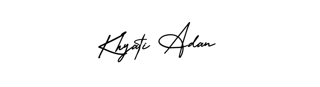AmerikaSignatureDemo-Regular is a professional signature style that is perfect for those who want to add a touch of class to their signature. It is also a great choice for those who want to make their signature more unique. Get Khyati Adan name to fancy signature for free. Khyati Adan signature style 3 images and pictures png