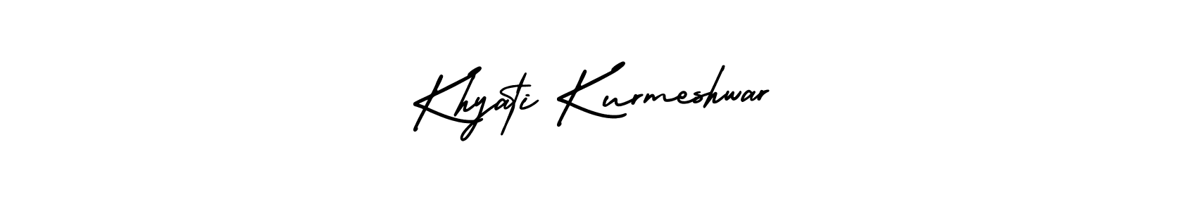 This is the best signature style for the Khyati Kurmeshwar name. Also you like these signature font (AmerikaSignatureDemo-Regular). Mix name signature. Khyati Kurmeshwar signature style 3 images and pictures png