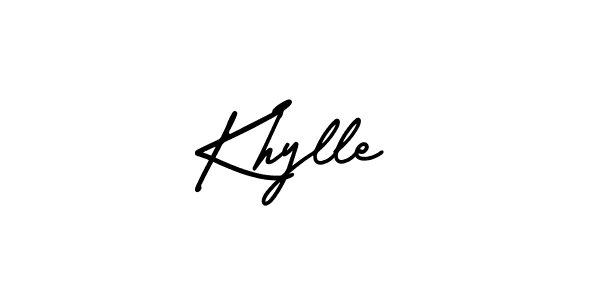 Use a signature maker to create a handwritten signature online. With this signature software, you can design (AmerikaSignatureDemo-Regular) your own signature for name Khylle. Khylle signature style 3 images and pictures png