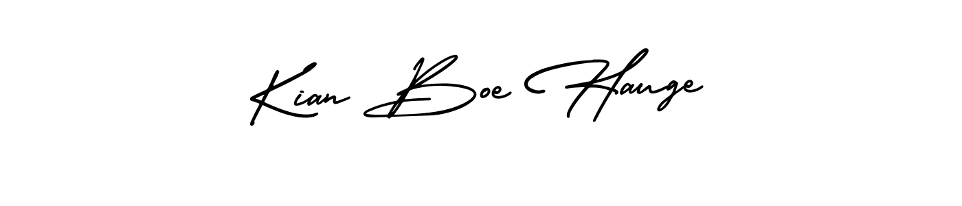 You should practise on your own different ways (AmerikaSignatureDemo-Regular) to write your name (Kian Boe Hauge) in signature. don't let someone else do it for you. Kian Boe Hauge signature style 3 images and pictures png