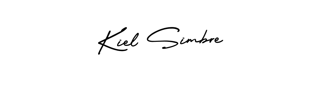 The best way (AmerikaSignatureDemo-Regular) to make a short signature is to pick only two or three words in your name. The name Kiel Simbre include a total of six letters. For converting this name. Kiel Simbre signature style 3 images and pictures png