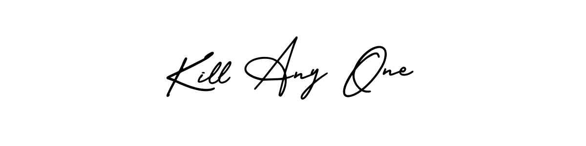 You should practise on your own different ways (AmerikaSignatureDemo-Regular) to write your name (Kill Any One) in signature. don't let someone else do it for you. Kill Any One signature style 3 images and pictures png