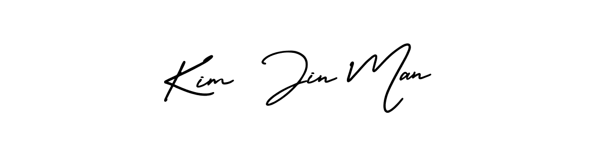 You should practise on your own different ways (AmerikaSignatureDemo-Regular) to write your name (Kim  Jin Man) in signature. don't let someone else do it for you. Kim  Jin Man signature style 3 images and pictures png