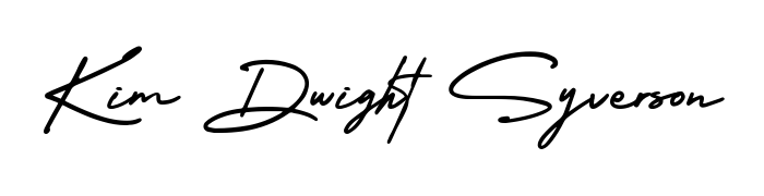 Personalize your online presence with Kim Dwight Syverson signature rendered in elegant AmerikaSignatureDemo-Regular font. Great for website footers and blogs. Kim Dwight Syverson signature style 3 images and pictures png