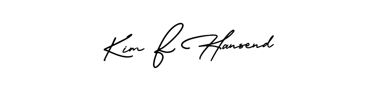 You should practise on your own different ways (AmerikaSignatureDemo-Regular) to write your name (Kim F Hansend) in signature. don't let someone else do it for you. Kim F Hansend signature style 3 images and pictures png