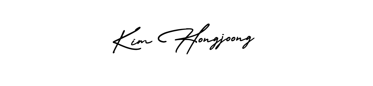 How to make Kim Hongjoong name signature. Use AmerikaSignatureDemo-Regular style for creating short signs online. This is the latest handwritten sign. Kim Hongjoong signature style 3 images and pictures png