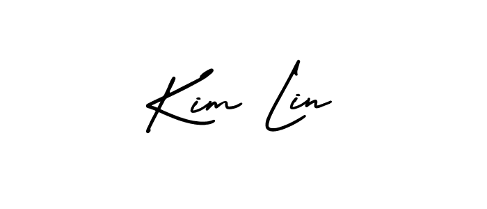 You should practise on your own different ways (AmerikaSignatureDemo-Regular) to write your name (Kim Lin) in signature. don't let someone else do it for you. Kim Lin signature style 3 images and pictures png