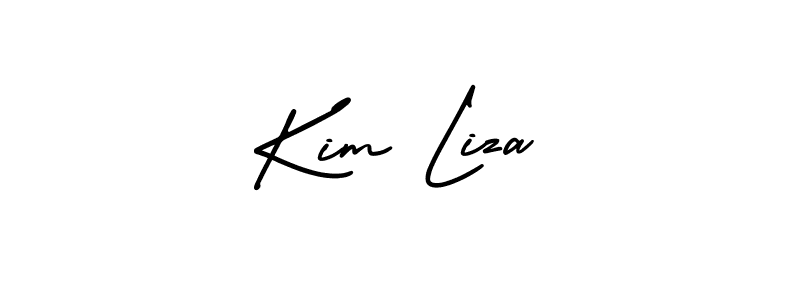 The best way (AmerikaSignatureDemo-Regular) to make a short signature is to pick only two or three words in your name. The name Kim Liza include a total of six letters. For converting this name. Kim Liza signature style 3 images and pictures png