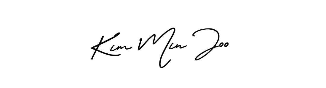 You should practise on your own different ways (AmerikaSignatureDemo-Regular) to write your name (Kim Min Joo) in signature. don't let someone else do it for you. Kim Min Joo signature style 3 images and pictures png