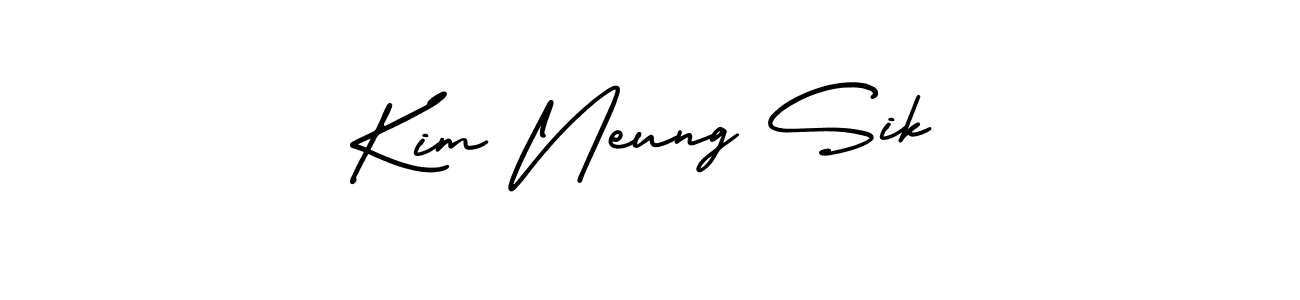 You should practise on your own different ways (AmerikaSignatureDemo-Regular) to write your name (Kim Neung Sik) in signature. don't let someone else do it for you. Kim Neung Sik signature style 3 images and pictures png
