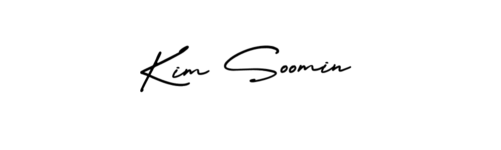 How to make Kim Soomin name signature. Use AmerikaSignatureDemo-Regular style for creating short signs online. This is the latest handwritten sign. Kim Soomin signature style 3 images and pictures png