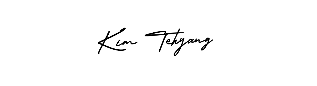 You should practise on your own different ways (AmerikaSignatureDemo-Regular) to write your name (Kim Tehyang) in signature. don't let someone else do it for you. Kim Tehyang signature style 3 images and pictures png