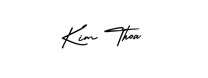 The best way (AmerikaSignatureDemo-Regular) to make a short signature is to pick only two or three words in your name. The name Kim Thoa include a total of six letters. For converting this name. Kim Thoa signature style 3 images and pictures png