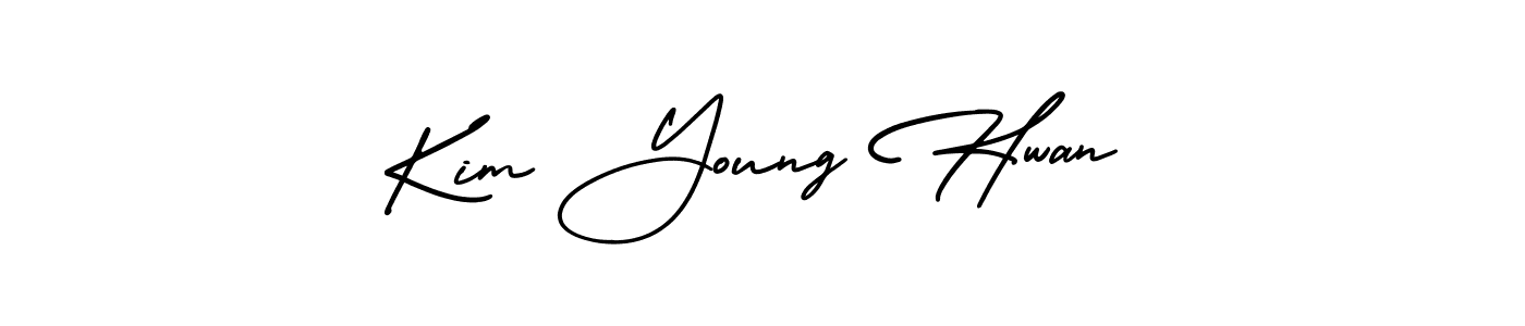 How to make Kim Young Hwan name signature. Use AmerikaSignatureDemo-Regular style for creating short signs online. This is the latest handwritten sign. Kim Young Hwan signature style 3 images and pictures png