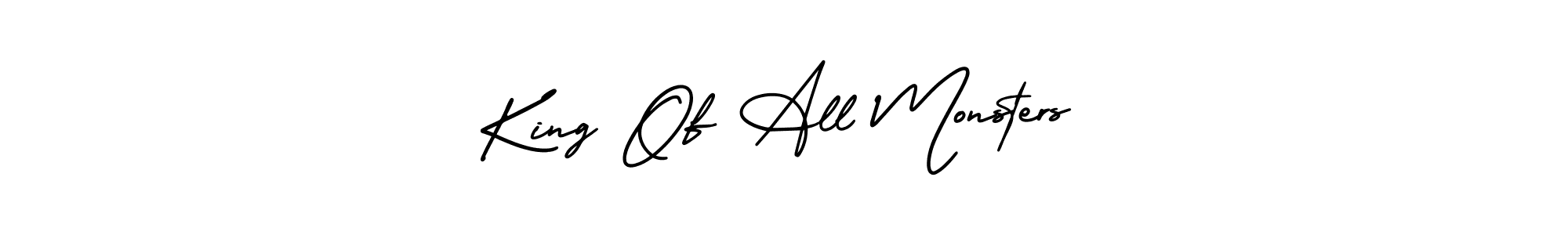 AmerikaSignatureDemo-Regular is a professional signature style that is perfect for those who want to add a touch of class to their signature. It is also a great choice for those who want to make their signature more unique. Get King Of All Monsters name to fancy signature for free. King Of All Monsters signature style 3 images and pictures png