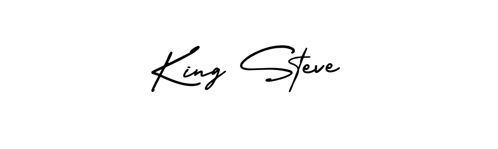 You should practise on your own different ways (AmerikaSignatureDemo-Regular) to write your name (King Steve) in signature. don't let someone else do it for you. King Steve signature style 3 images and pictures png