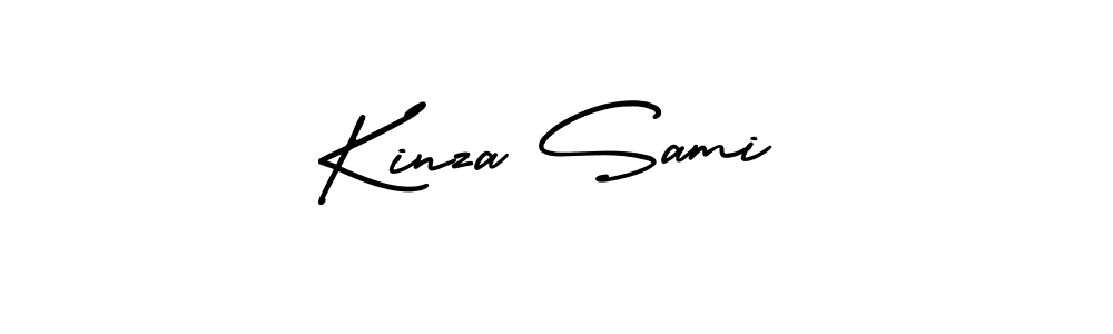 You should practise on your own different ways (AmerikaSignatureDemo-Regular) to write your name (Kinza Sami) in signature. don't let someone else do it for you. Kinza Sami signature style 3 images and pictures png