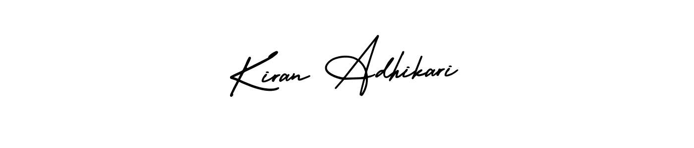 You should practise on your own different ways (AmerikaSignatureDemo-Regular) to write your name (Kiran Adhikari) in signature. don't let someone else do it for you. Kiran Adhikari signature style 3 images and pictures png