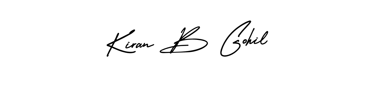 The best way (AmerikaSignatureDemo-Regular) to make a short signature is to pick only two or three words in your name. The name Kiran B Gohil include a total of six letters. For converting this name. Kiran B Gohil signature style 3 images and pictures png