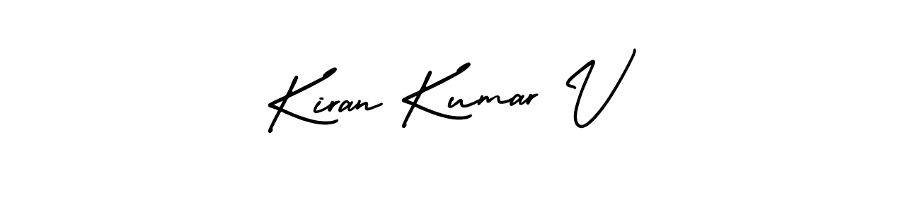 You should practise on your own different ways (AmerikaSignatureDemo-Regular) to write your name (Kiran Kumar V) in signature. don't let someone else do it for you. Kiran Kumar V signature style 3 images and pictures png