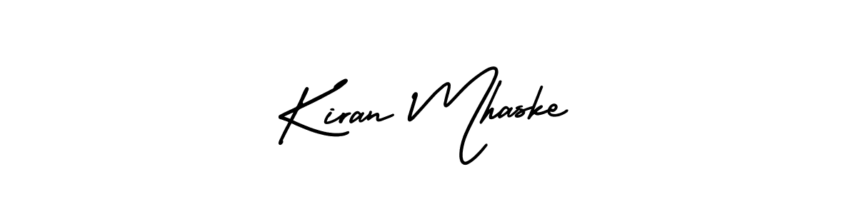 The best way (AmerikaSignatureDemo-Regular) to make a short signature is to pick only two or three words in your name. The name Kiran Mhaske include a total of six letters. For converting this name. Kiran Mhaske signature style 3 images and pictures png