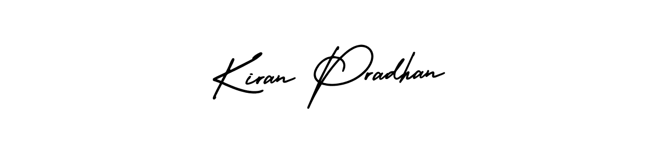 The best way (AmerikaSignatureDemo-Regular) to make a short signature is to pick only two or three words in your name. The name Kiran Pradhan include a total of six letters. For converting this name. Kiran Pradhan signature style 3 images and pictures png