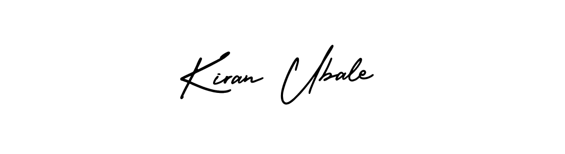 You should practise on your own different ways (AmerikaSignatureDemo-Regular) to write your name (Kiran Ubale) in signature. don't let someone else do it for you. Kiran Ubale signature style 3 images and pictures png